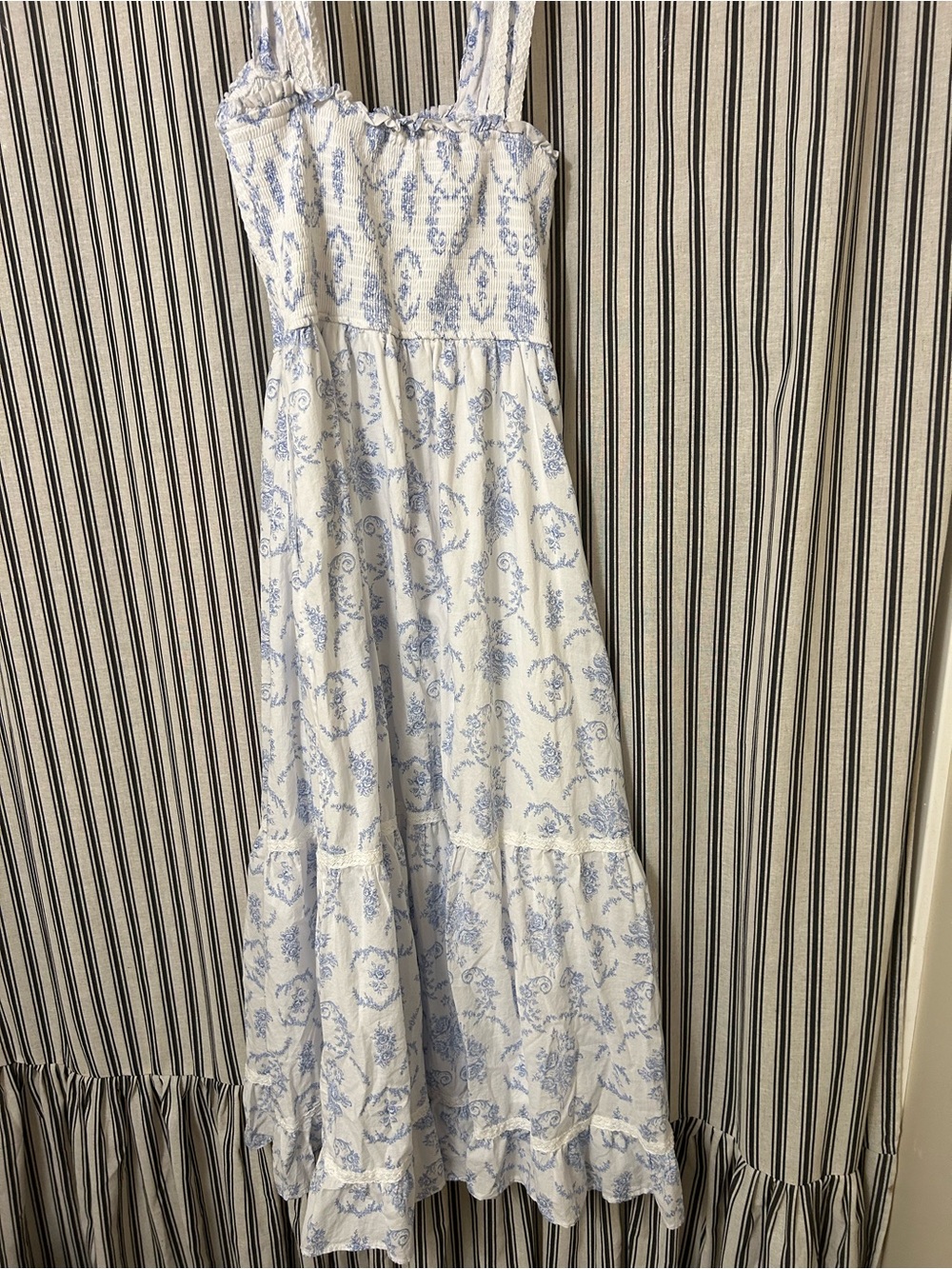 Altar'd State White Dress with Pale Blue Floral Print